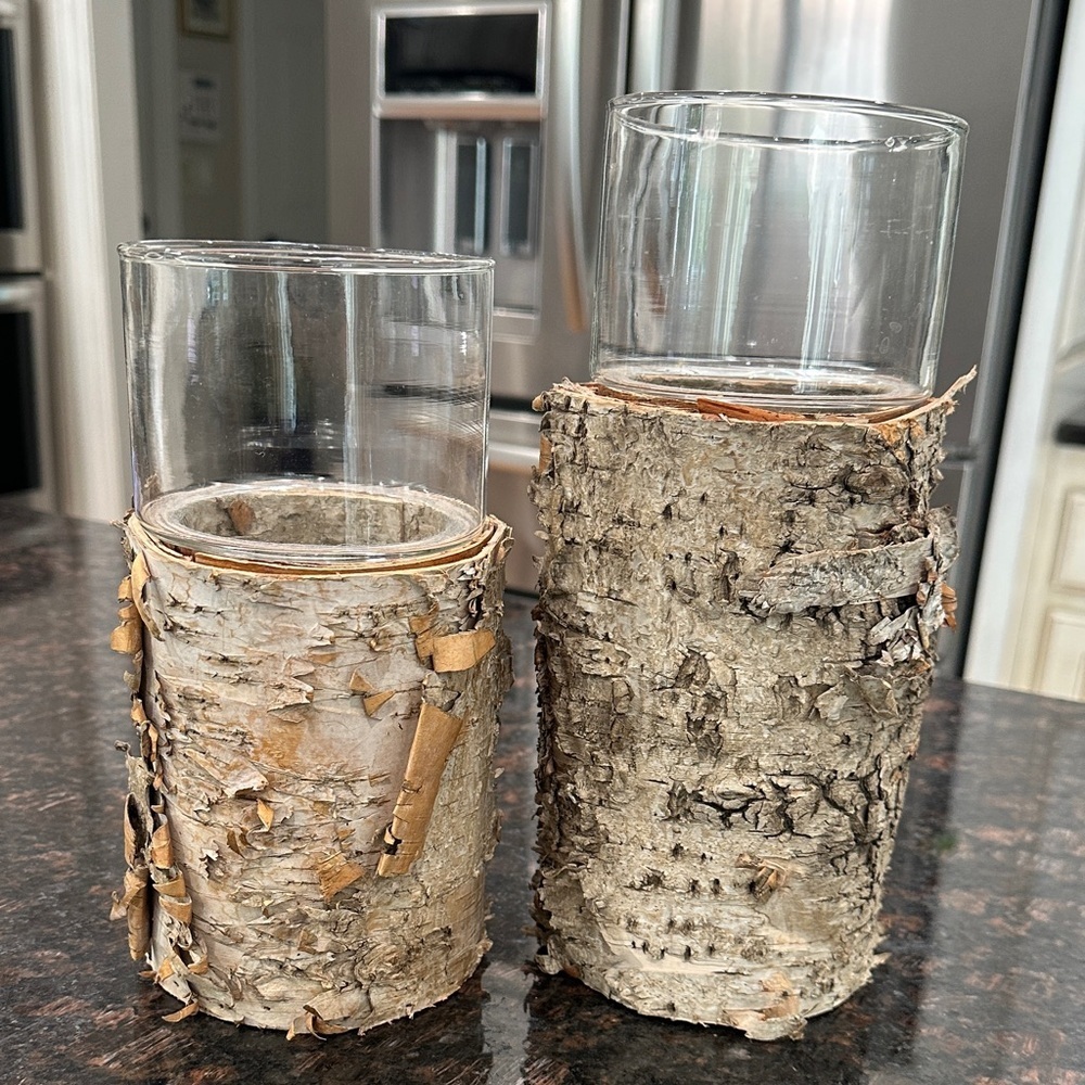 Rustic Birch Wood Glass Holders